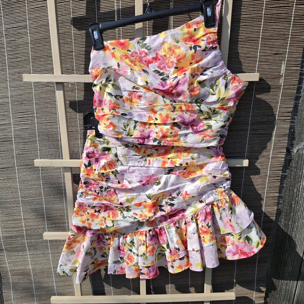 DO+BE Pink Floral Smocked Top and Skirt Set M